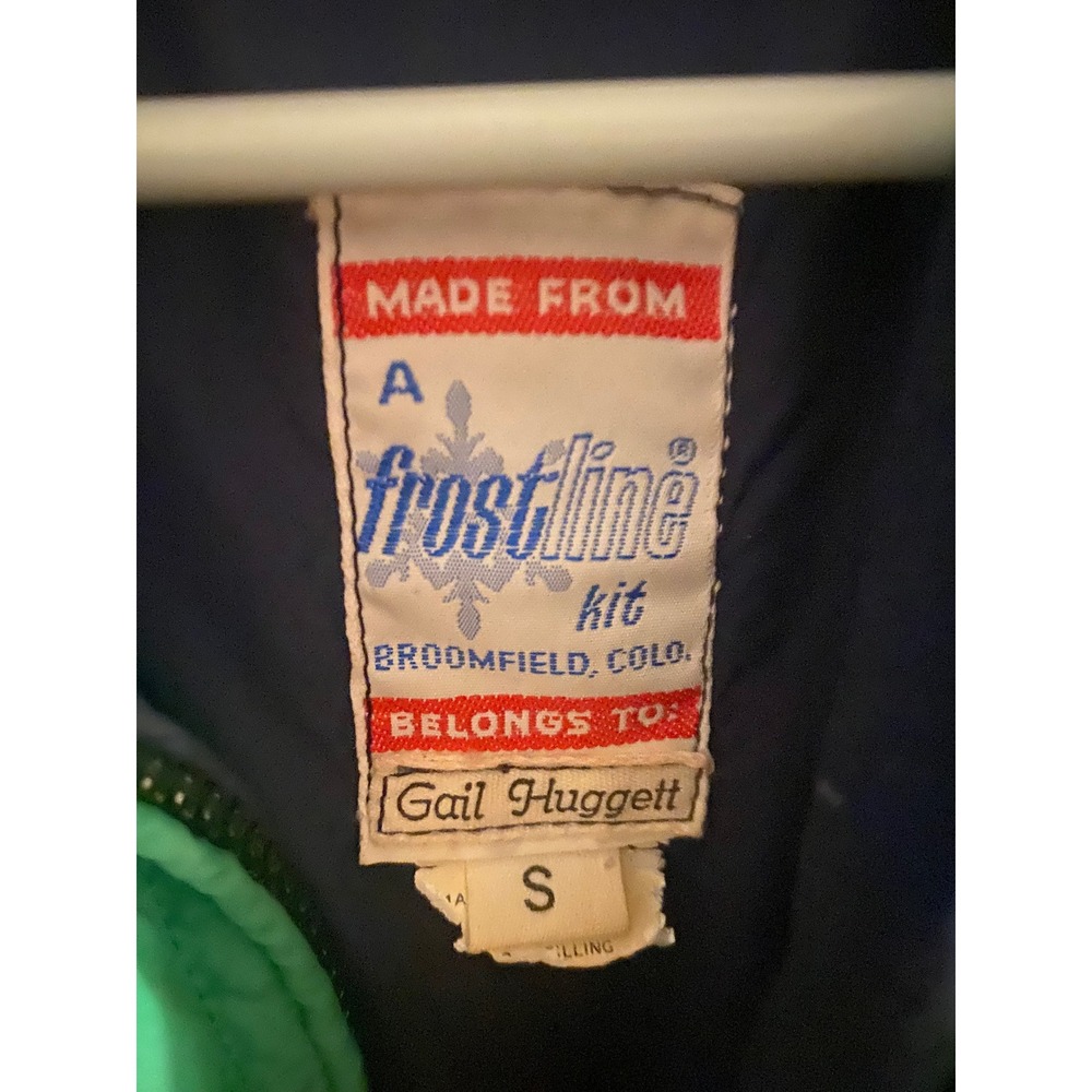 Vintage Frostline Kit Down Puffer Jacket Embroidered Floral Boho Size Small Blue - Picture 8 of 10